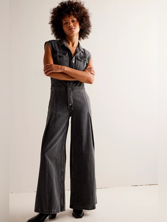 Free People Pants - Free People We The Free CRVY Badlands Coverall Denim Jumpsuit Size 14